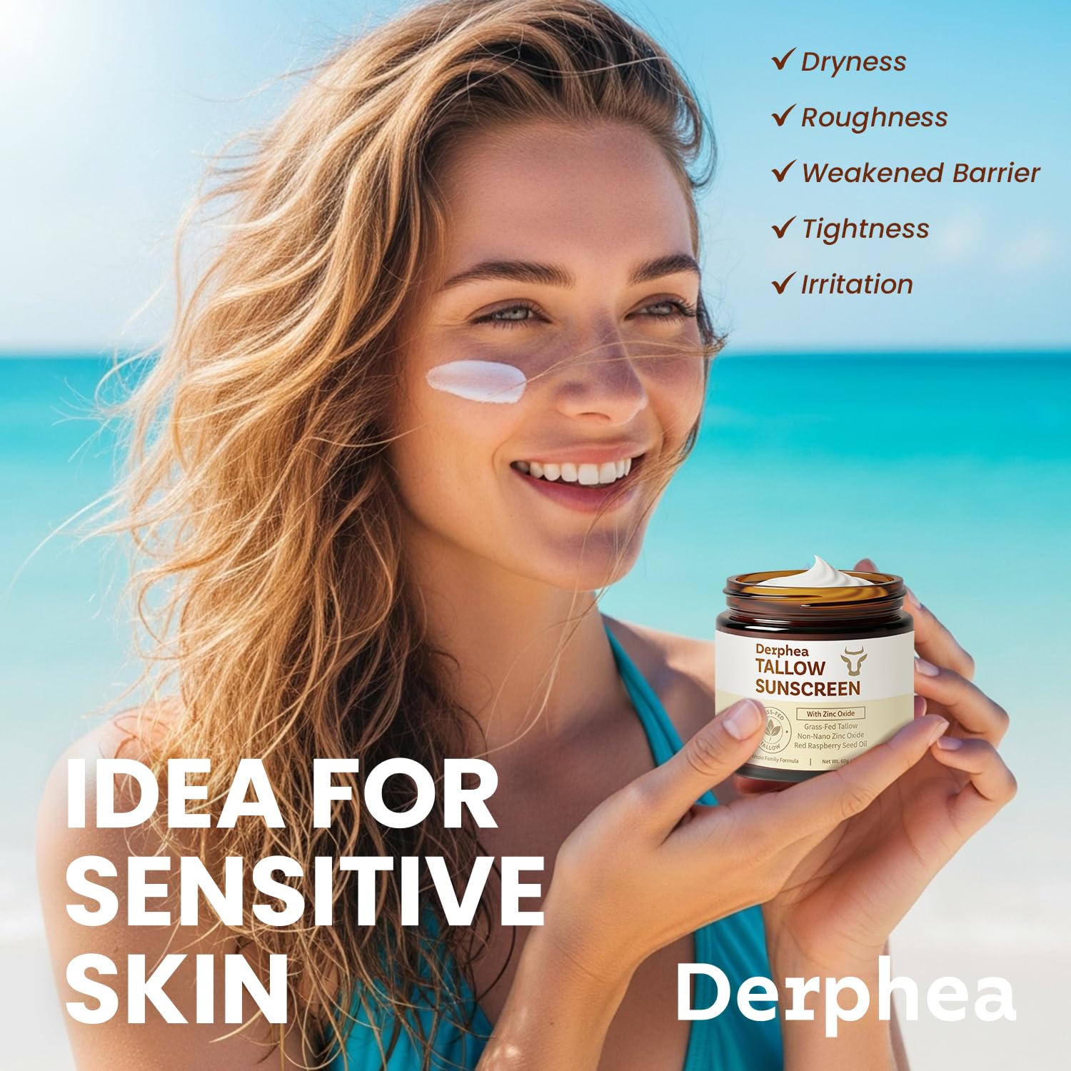 DERPHEA silky texture spreads evenly without greasy feel.