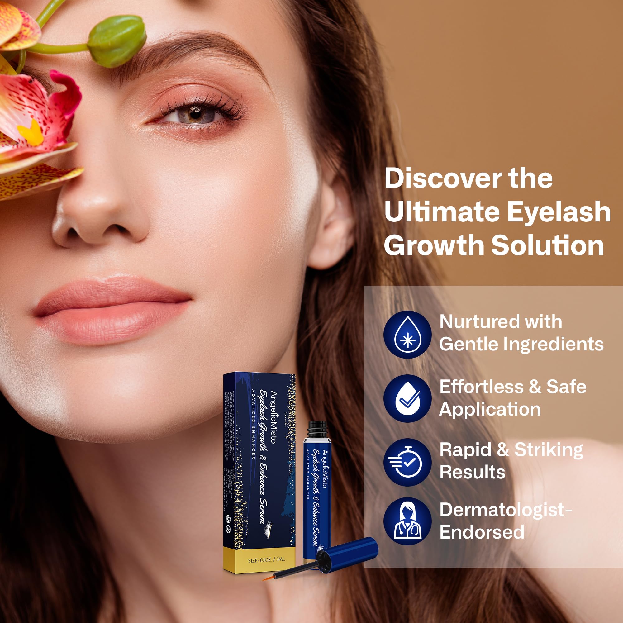 Dersie Eyelash Growth Serum bottle and cap in sleek packaging