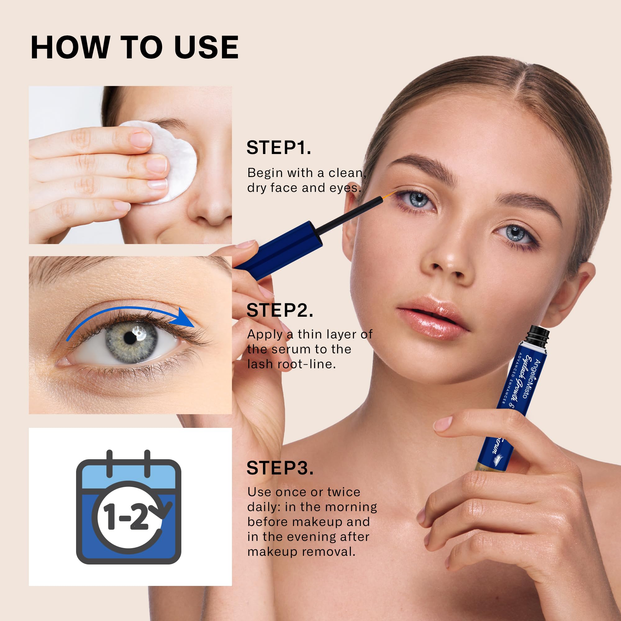 Dersie Eyelash Growth Serum held in hand for scale