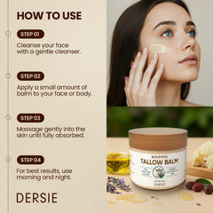 Dersie grass-fed tallow ingredients illustrating natural nourishment.