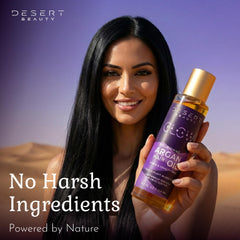 Desert Beauty Argan Oil 2-pack showcases cruelty-free and paraben-free daily care.