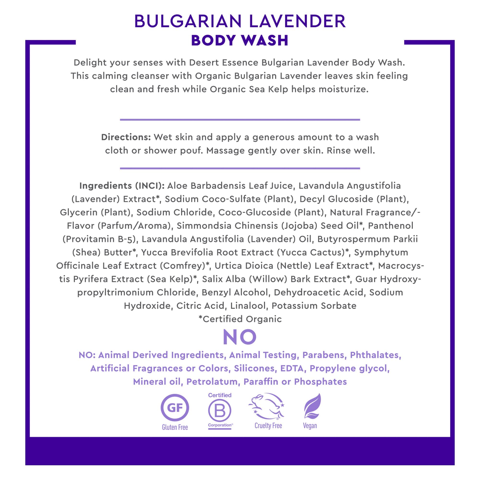 Desert Essence Bulgarian Lavender Body Wash in shower scene suggests a calming routine.