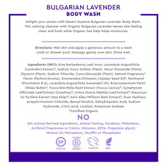 Desert Essence Bulgarian Lavender Body Wash in shower scene suggests a calming routine.