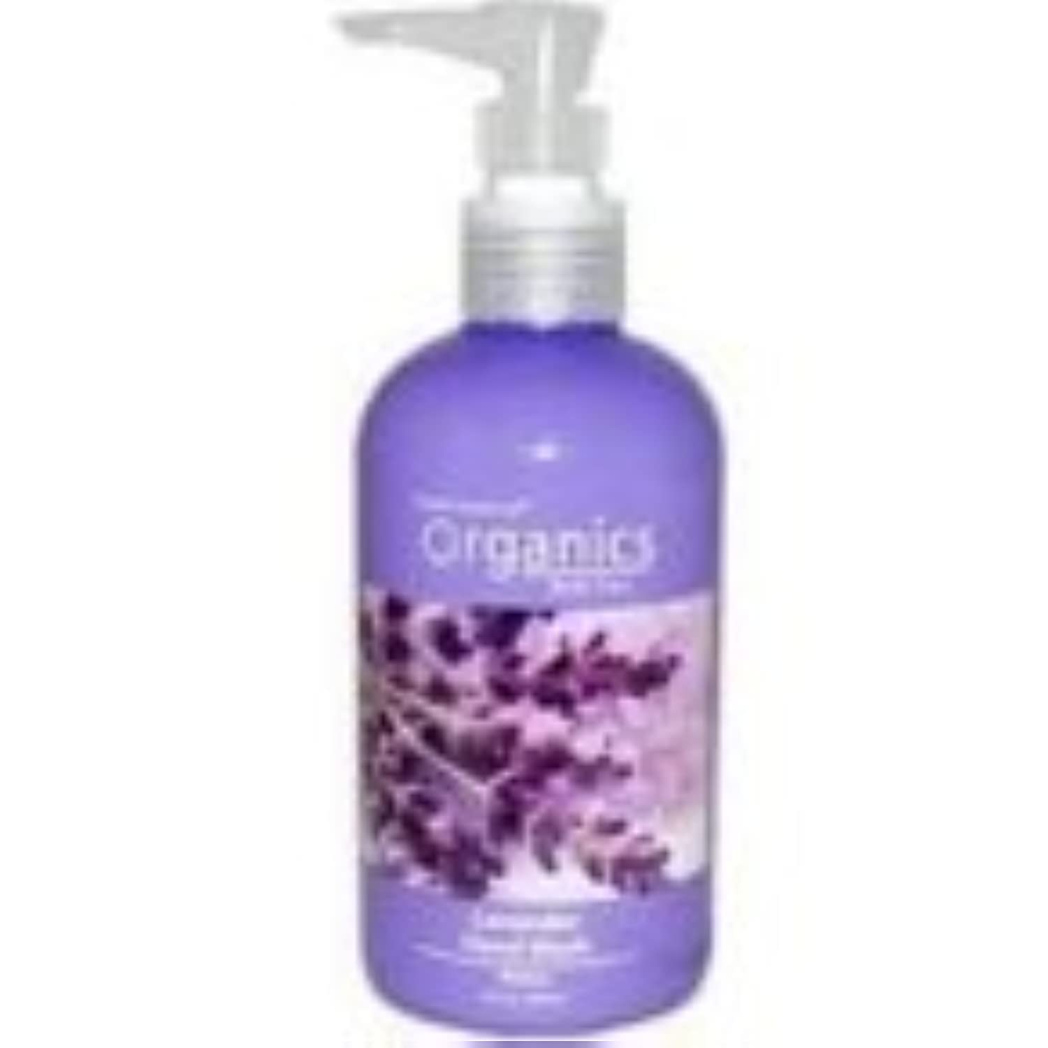 Desert Essence Bulgarian Lavender Body Wash label shows vegan, paraben-free formula for gentle cleansing.