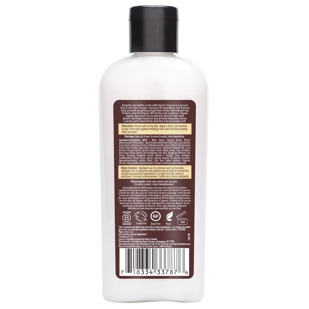 Desert Essence Coconut Soft Curls Hair Cream adds shine and definition during styling.
