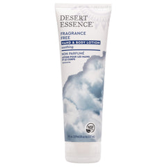 Desert Essence fragrance-free hand lotion bottle for fragrance-free skin care
