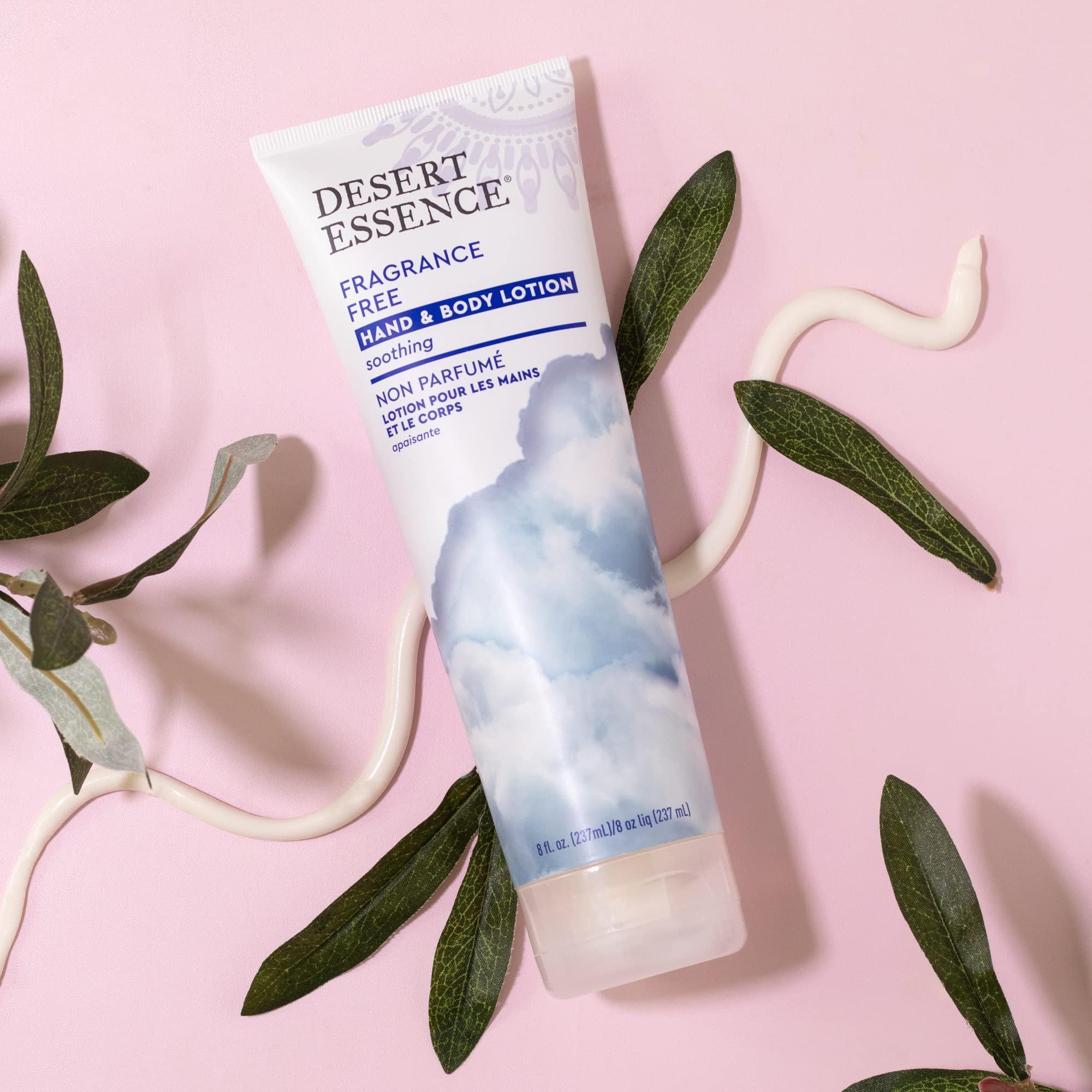 Desert Essence fragrance-free lotion with green tea ingredient emphasizing antioxidants