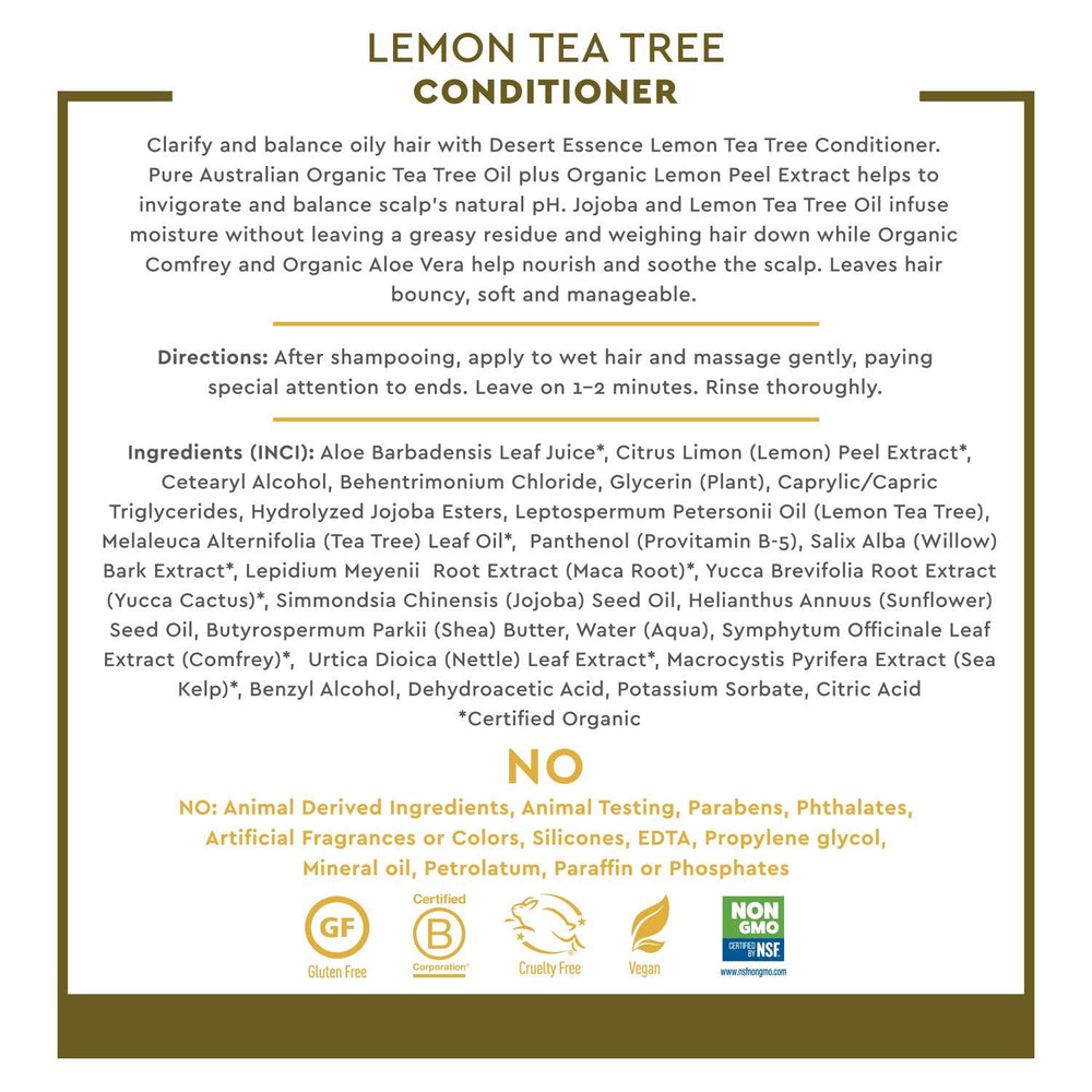 Bundle photo shows Desert Essence Lemon Tea Tree Shampoo and Conditioner together for daily use.