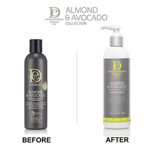 Design Essentials Almond & Avocado Leave-In Detangling depicts quick detangling for all curl types
