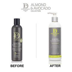Design Essentials Almond & Avocado Leave-In Detangling depicts quick detangling for all curl types