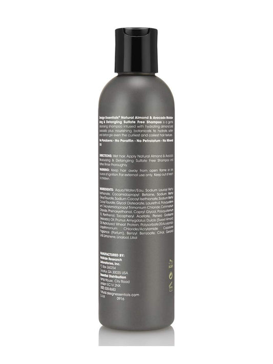 Design Essentials almond avocado shampoo lather improves manageability and detangling.