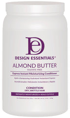 Design Essentials Almond Butter Express bottle pouring rich moisture into hair.