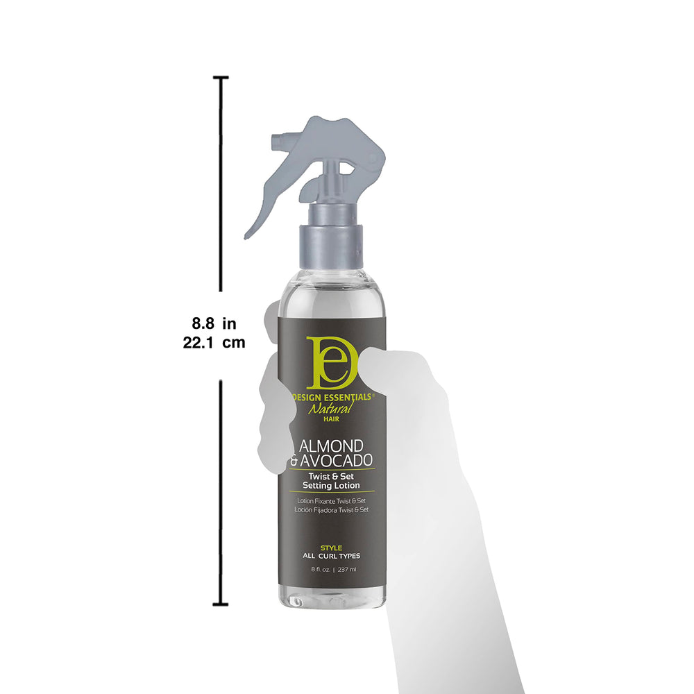 Hair twist setup using Design Essentials lotion for enhanced hold.