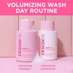 Wet hair after use with Design.Me Puff.Me for natural-looking shine.