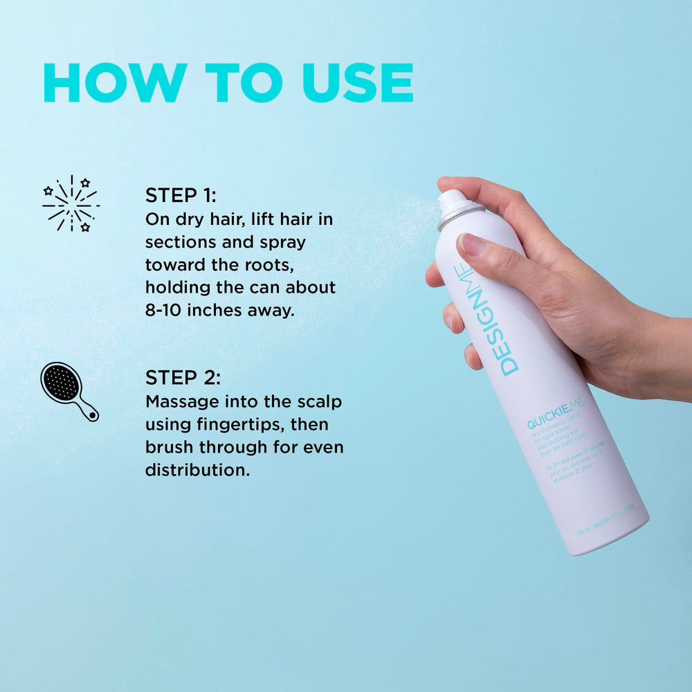 Design.Me QUICKIE.ME Dry Shampoo leaves no white residue on light hair