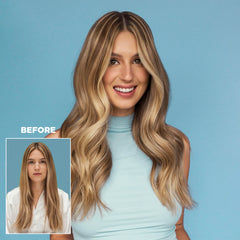 Design.Me QUICKIE.ME Dry Shampoo root application shows quick lift and oil absorption