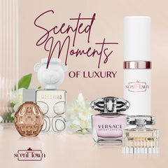 Designer fragrance packaging that highlights the sampler concept.