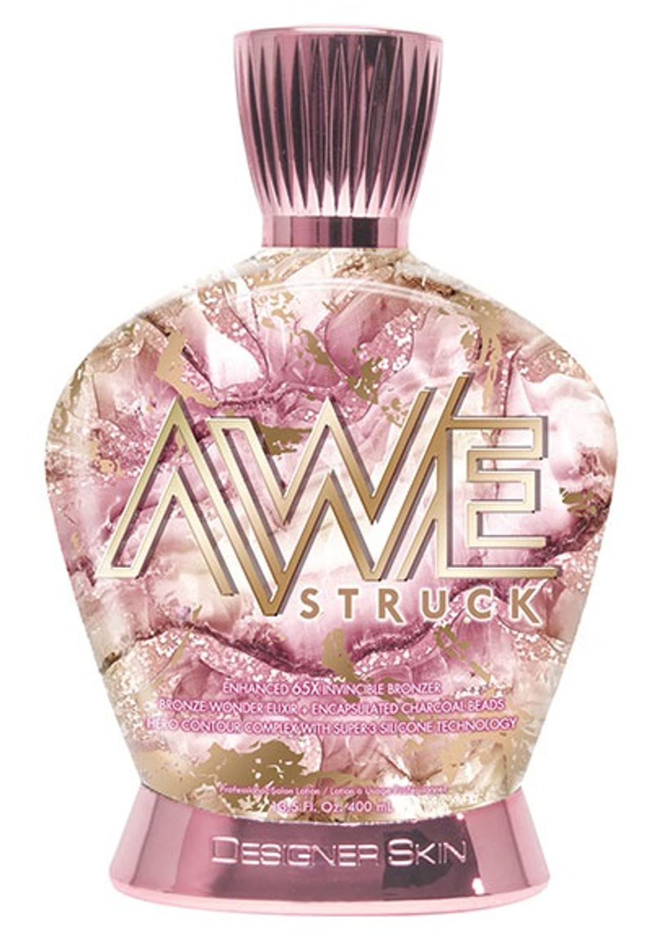 Designer Skin Awestruck 65x Invincible bronzer bottle delivers a deep, natural-looking tan.