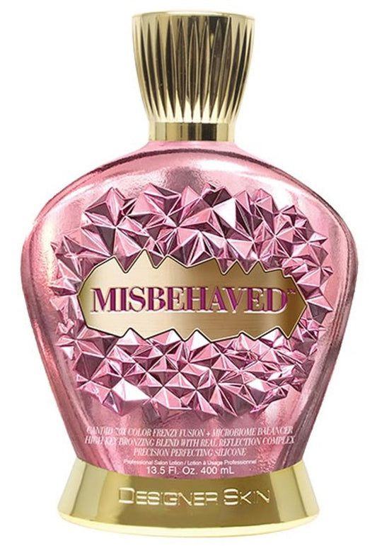 Designer Skin Misbehaved 70X bronzer bottle close-up showing premium formula for a sun-kissed glow