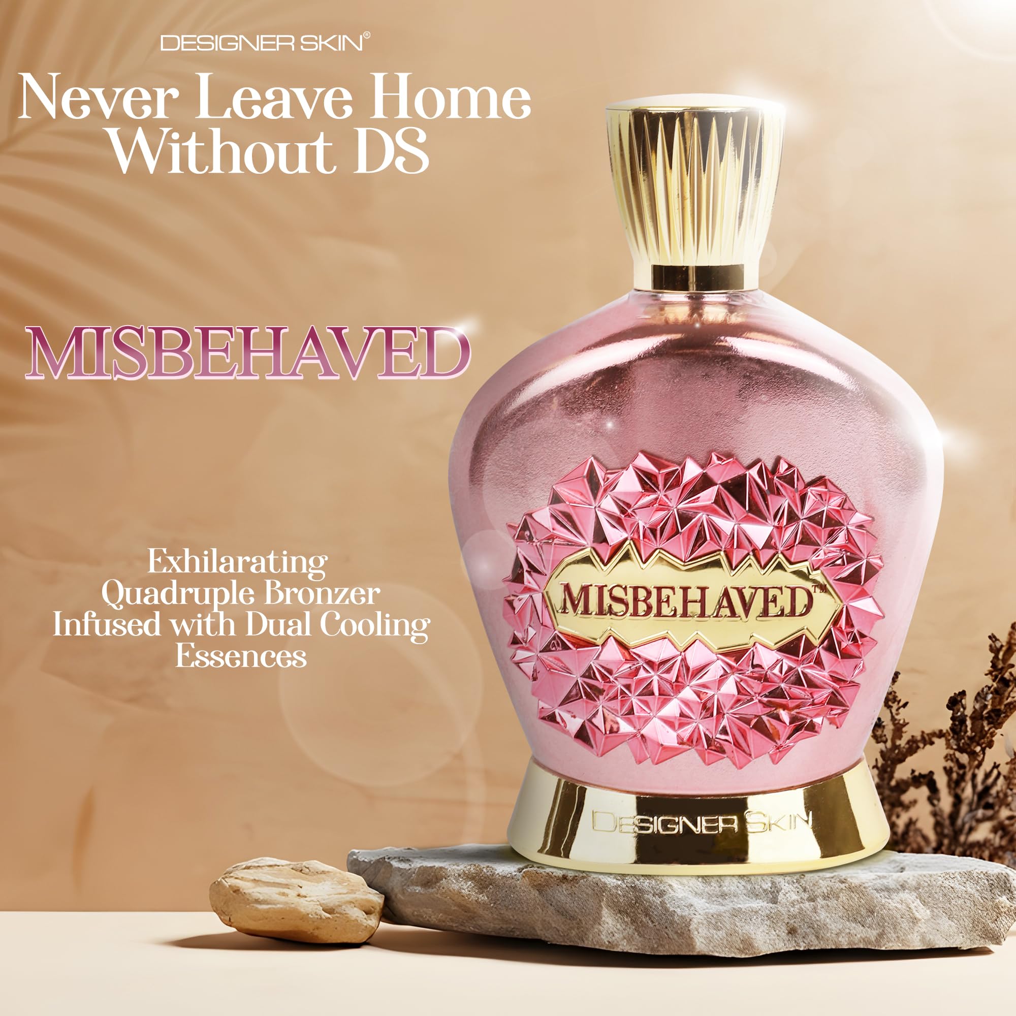 Designer Skin Misbehaved 70X bronzer on skin delivering a luminous glow and shimmer