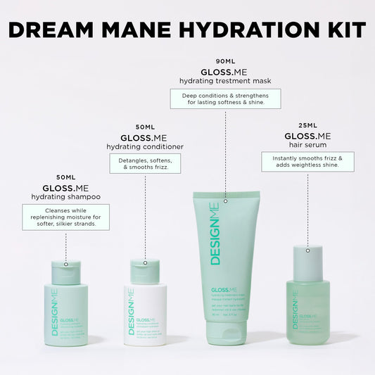 DESIGNME GLOSS.ME conditioner tube for silky, detangled strands.