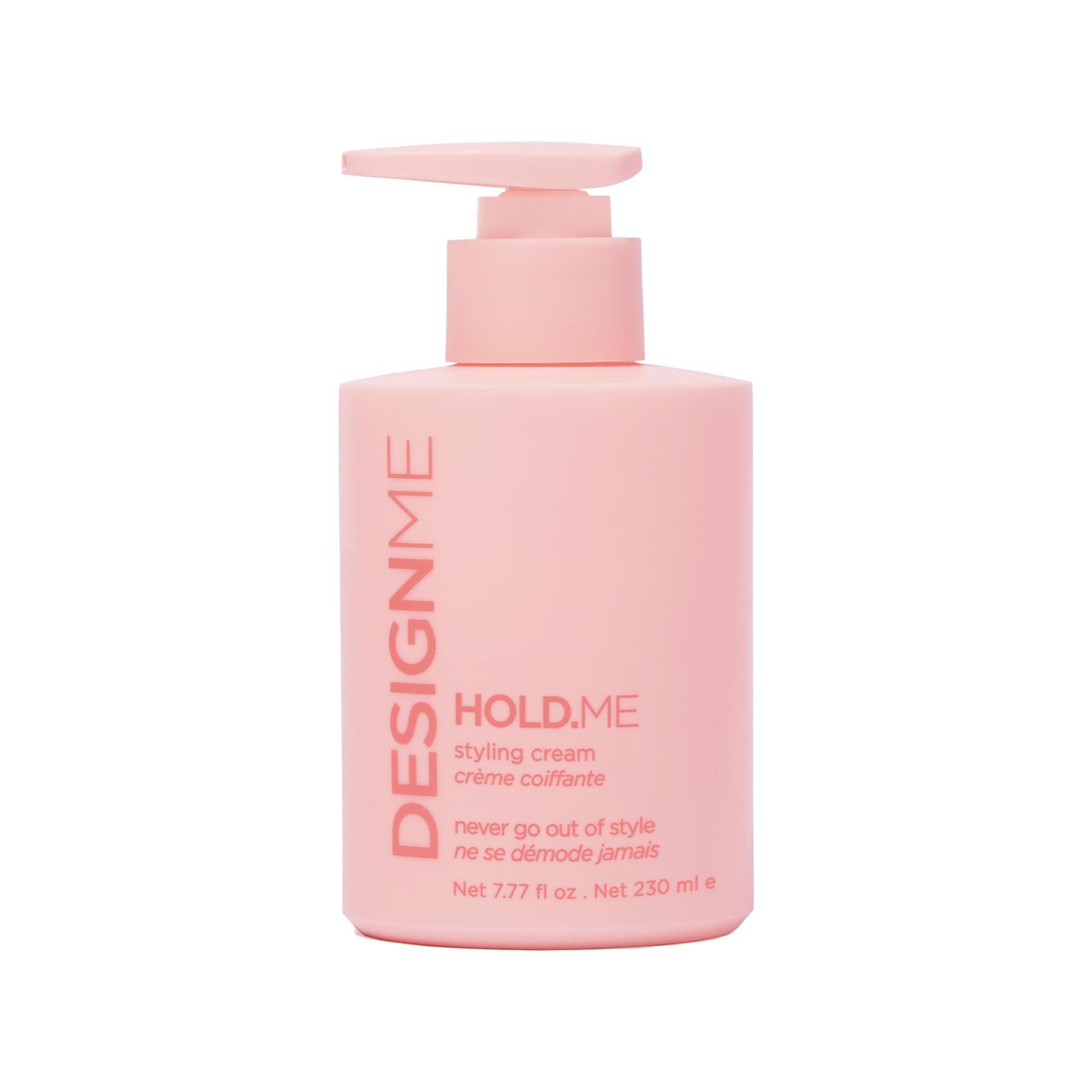 Design.Me HOLD.ME styling cream bottle for smooth, hydrated finish.