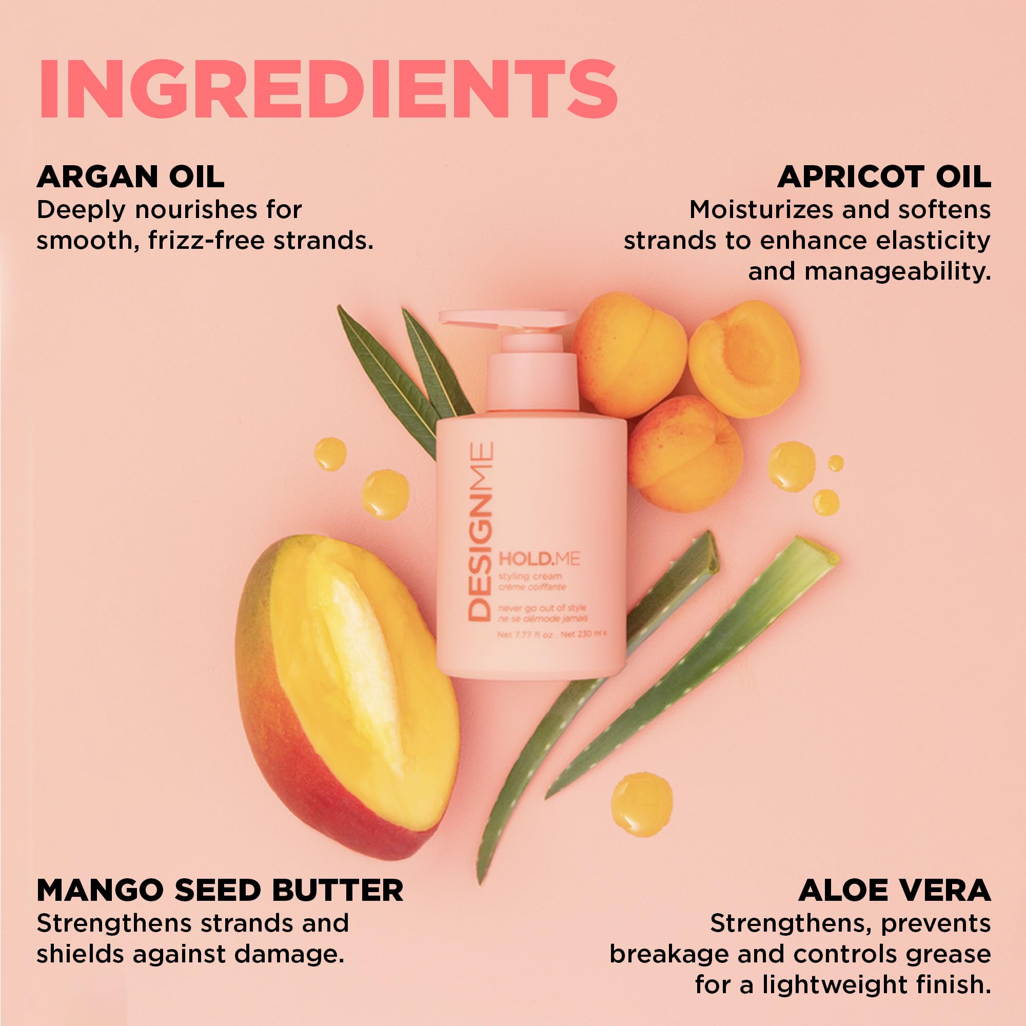 Design.Me HOLD.ME on hair during blowout for sleek results.