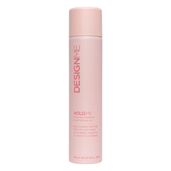 Design.Me HOLD.ME three-way hairspray bottle displaying versatile three-hold capability.