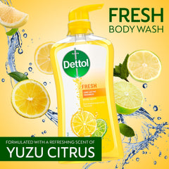 Dettol Fresh Body Wash cap close-up emphasizing easy grip and use.