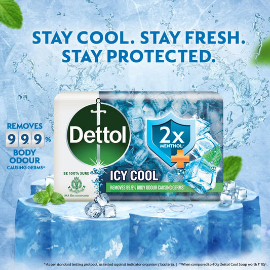 Dettol Intense Cool Bathing Soap Bar menthol close-up for a refreshing cleanse.