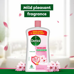 Dettol Skincare Liquid Handwash packaging notes no Triclosan for safer cleansing.