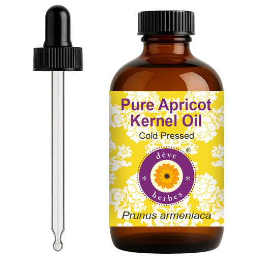 dève herbes Apricot Kernel Oil in glass dropper bottle for precise application