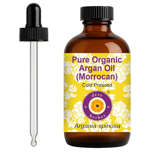 deve-herbes Argan oil bottle with glass dropper for pure skin care