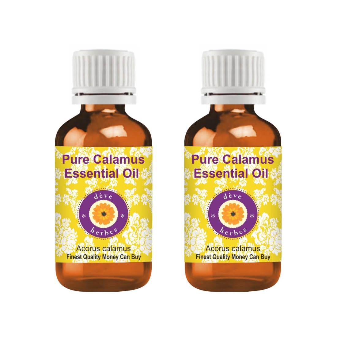 Deve Herbes Calamus essential oil in amber glass bottle preserves potency for daily use.