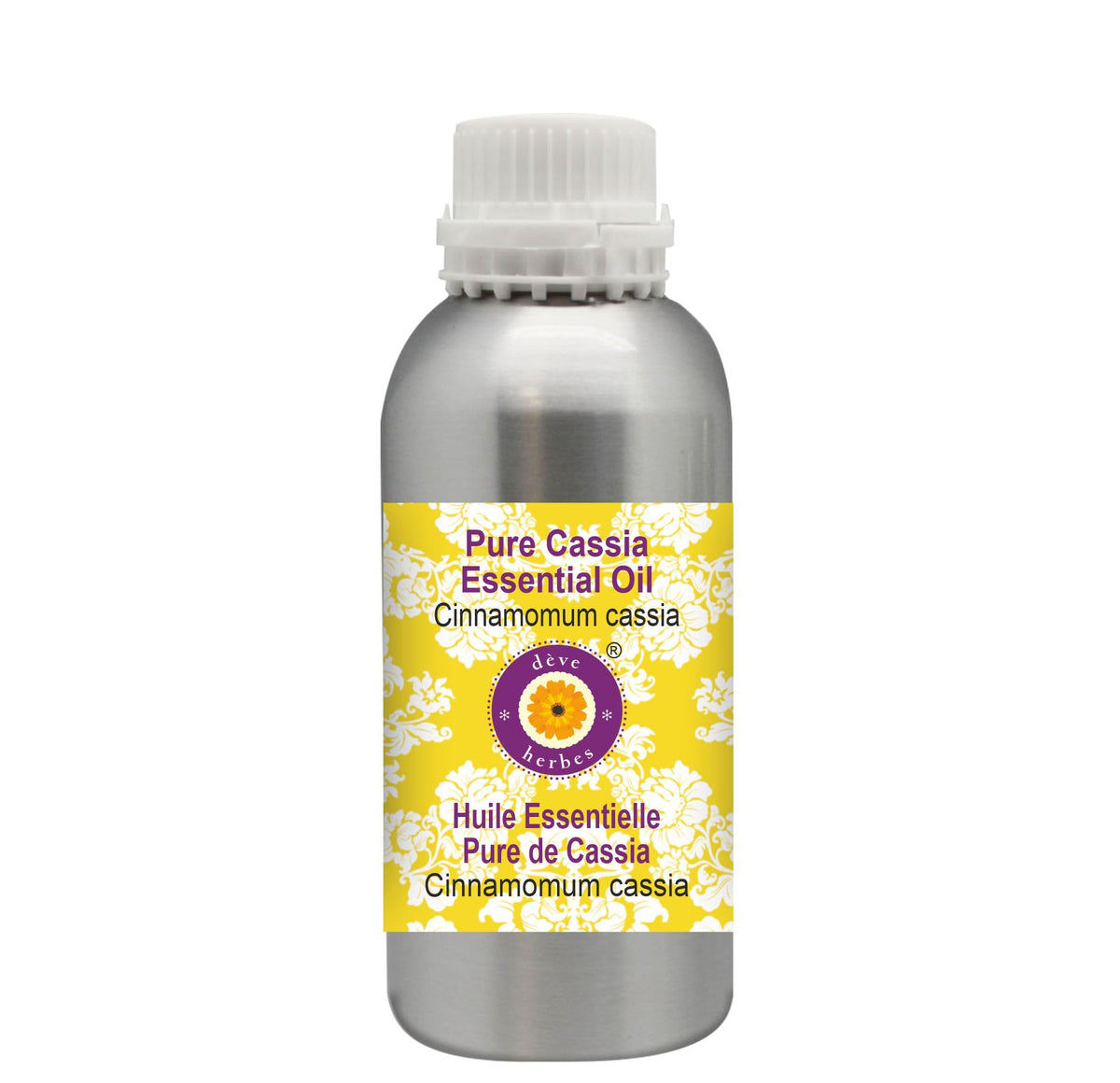 Deve Herbes Cassia essential oil bottle in aluminium container preserves potency