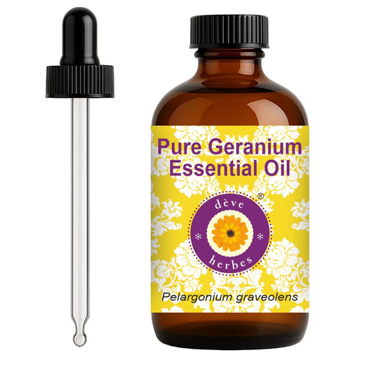 dève herbes Geranium essential oil bottle with dropper for precise, easy application