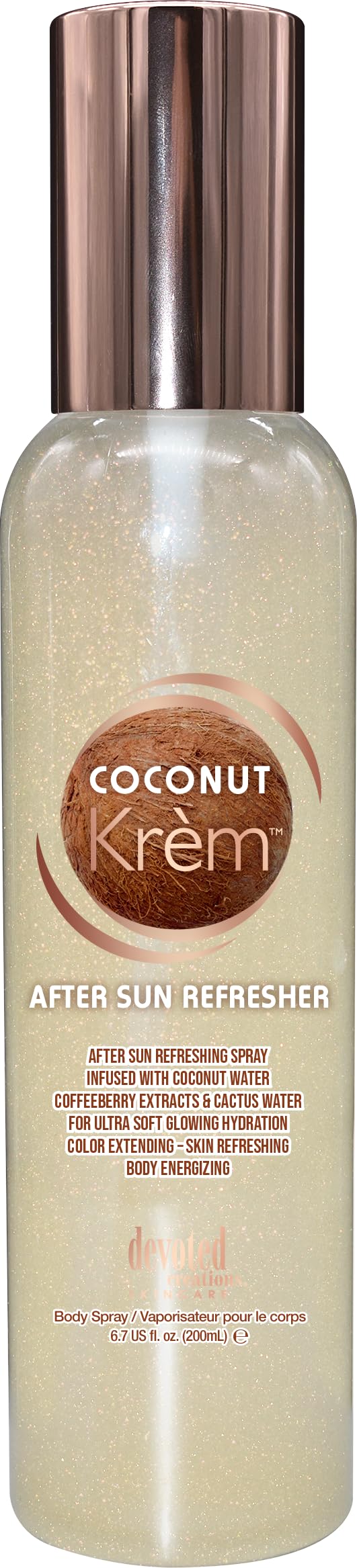 Devoted Creations Coconut Krèm After Sun Refresher bottle delivers ultra-soft hydration and a healthy glow.