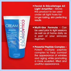 Devoted Creations Collagenetics Illuminate application scene suggests pre-light session or daily care.