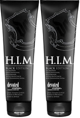Devoted Creations H.I.M. Black Edition bottle pour showing oil-absorbing, quick-penetrating bronzer for a deep tan