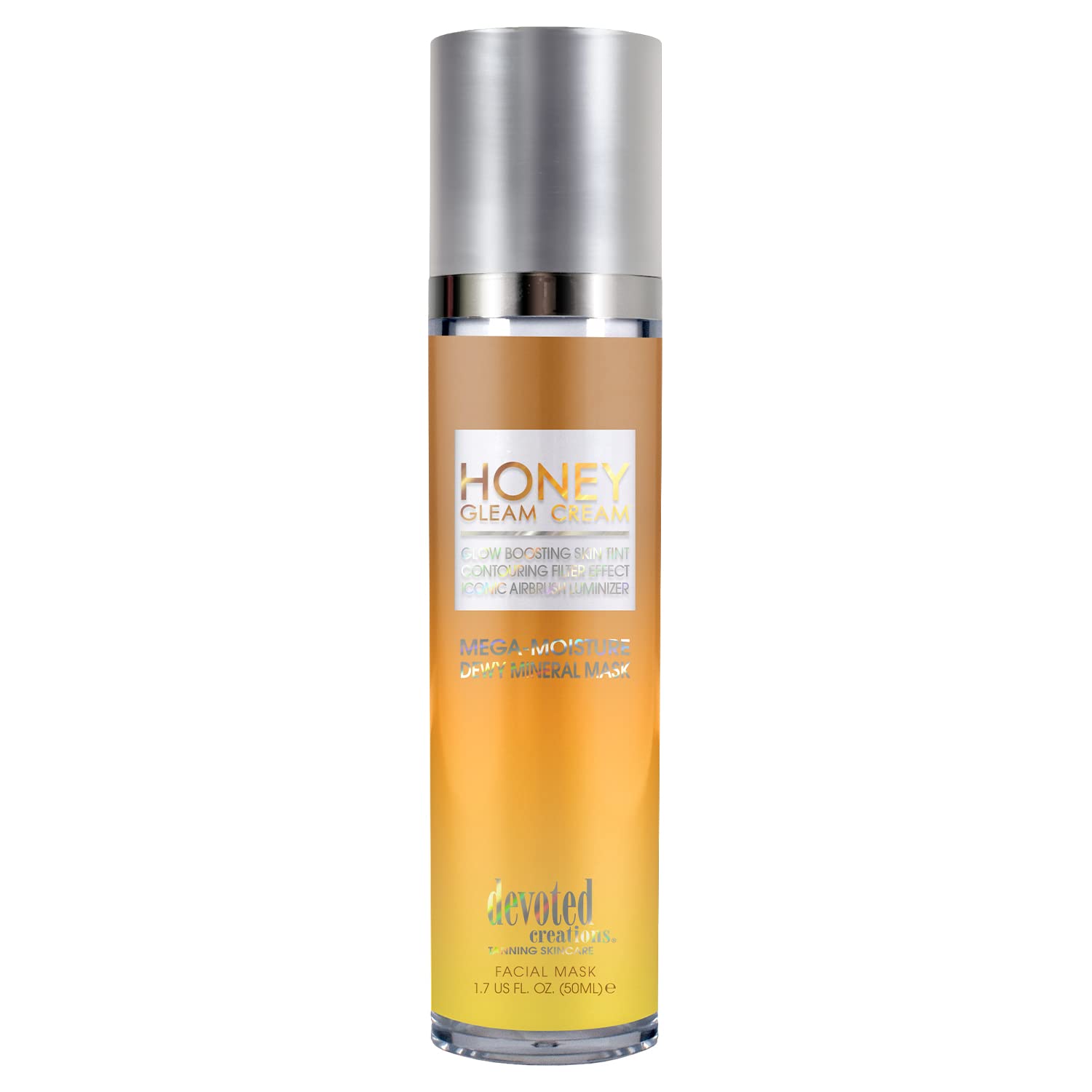 Devoted Creations Honey Gleam Cream jar close-up showing luminous mineral texture for radiant skin.