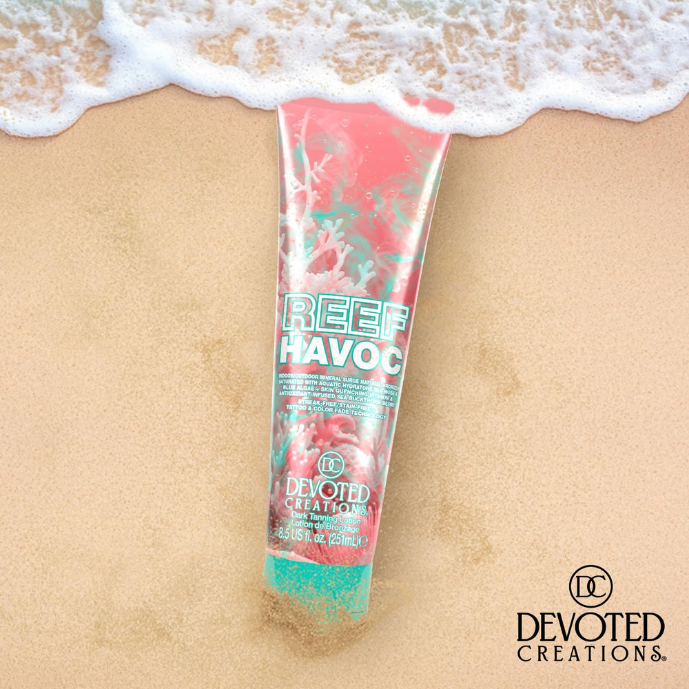 Devoted Creations Reef Havoc on sunlit beach suggests radiant bronzing