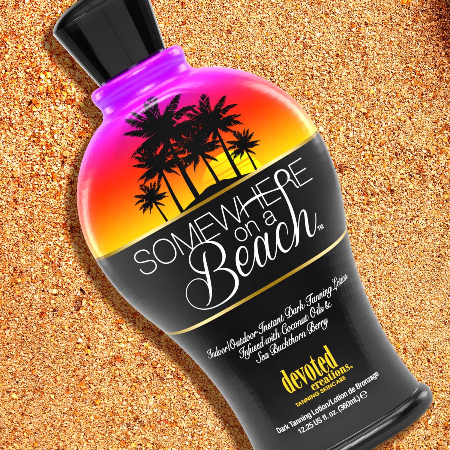 Devoted Creations Somewhere on a Beach bottle in sun signals quick color development.