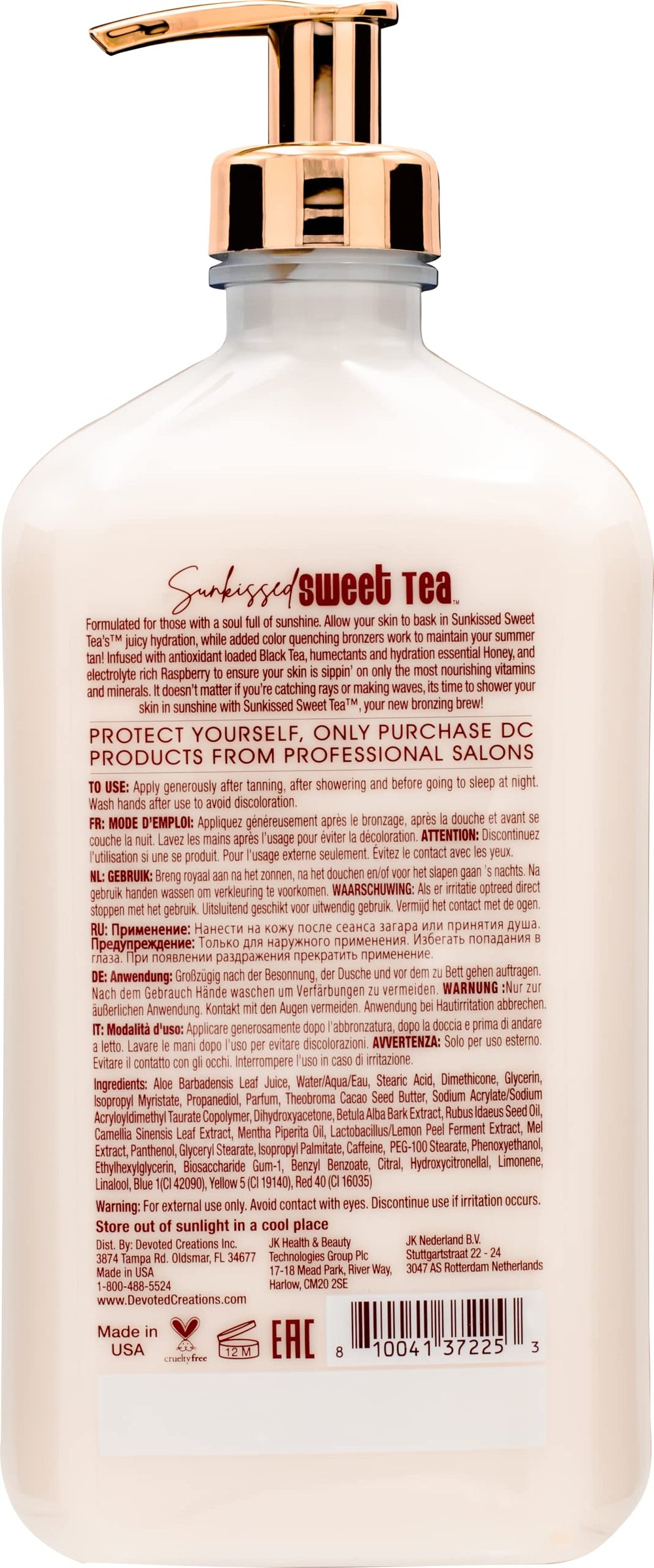 Devoted Creations Sunkissed Sweet Tea fragrance detail highlighting scent and hydration for daily use.