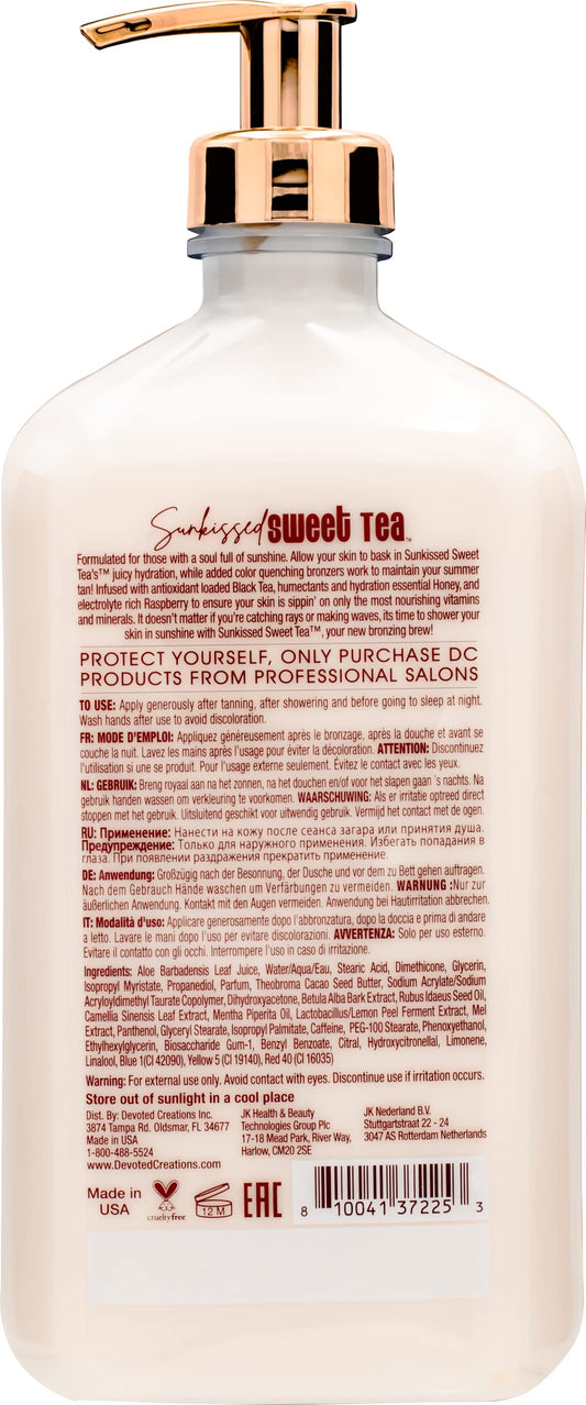 Devoted Creations Sunkissed Sweet Tea fragrance detail highlighting scent and hydration for daily use.