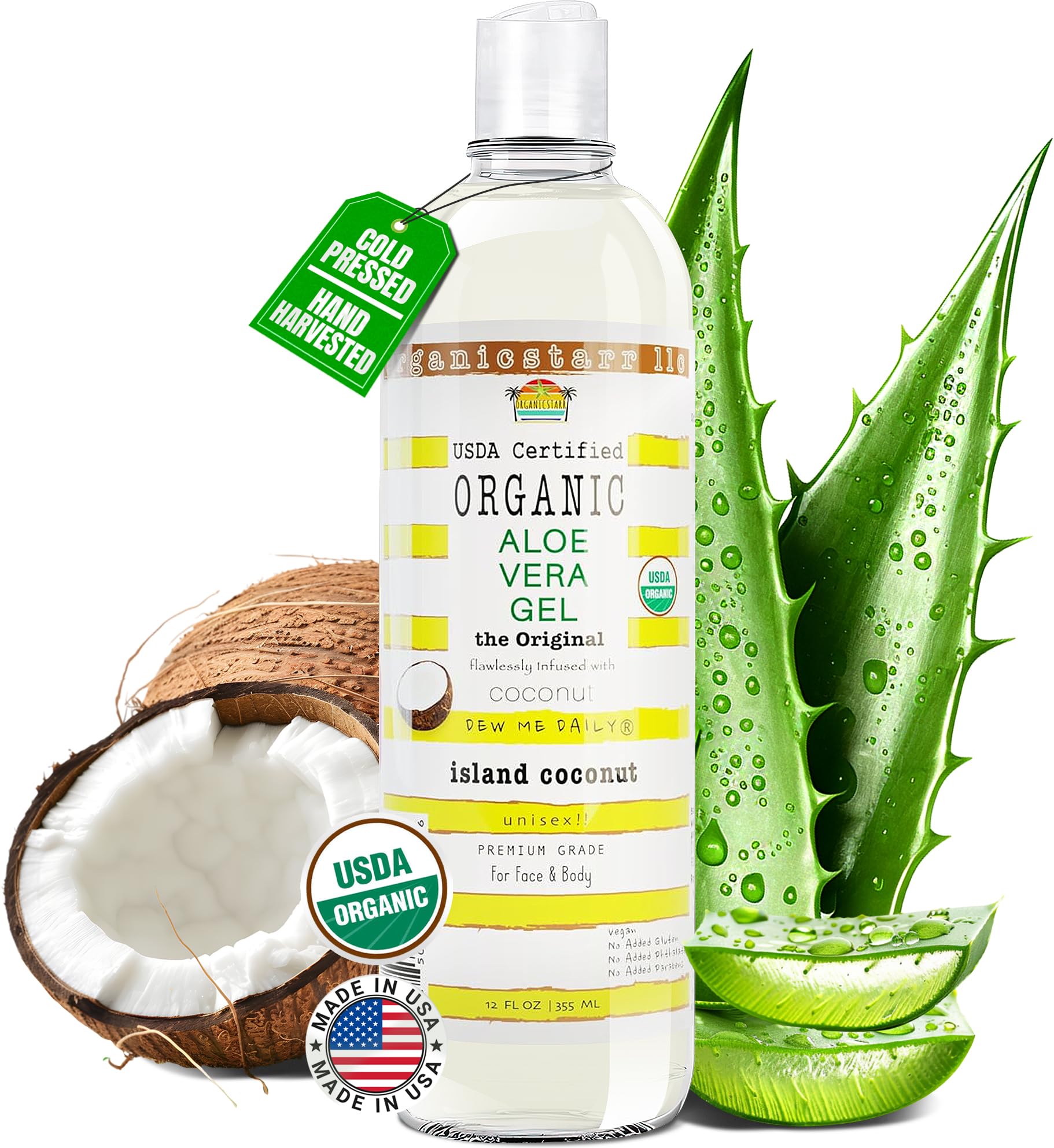 DEW ME DAILY Aloe Vera Gel 12 oz bottle for daily hydration