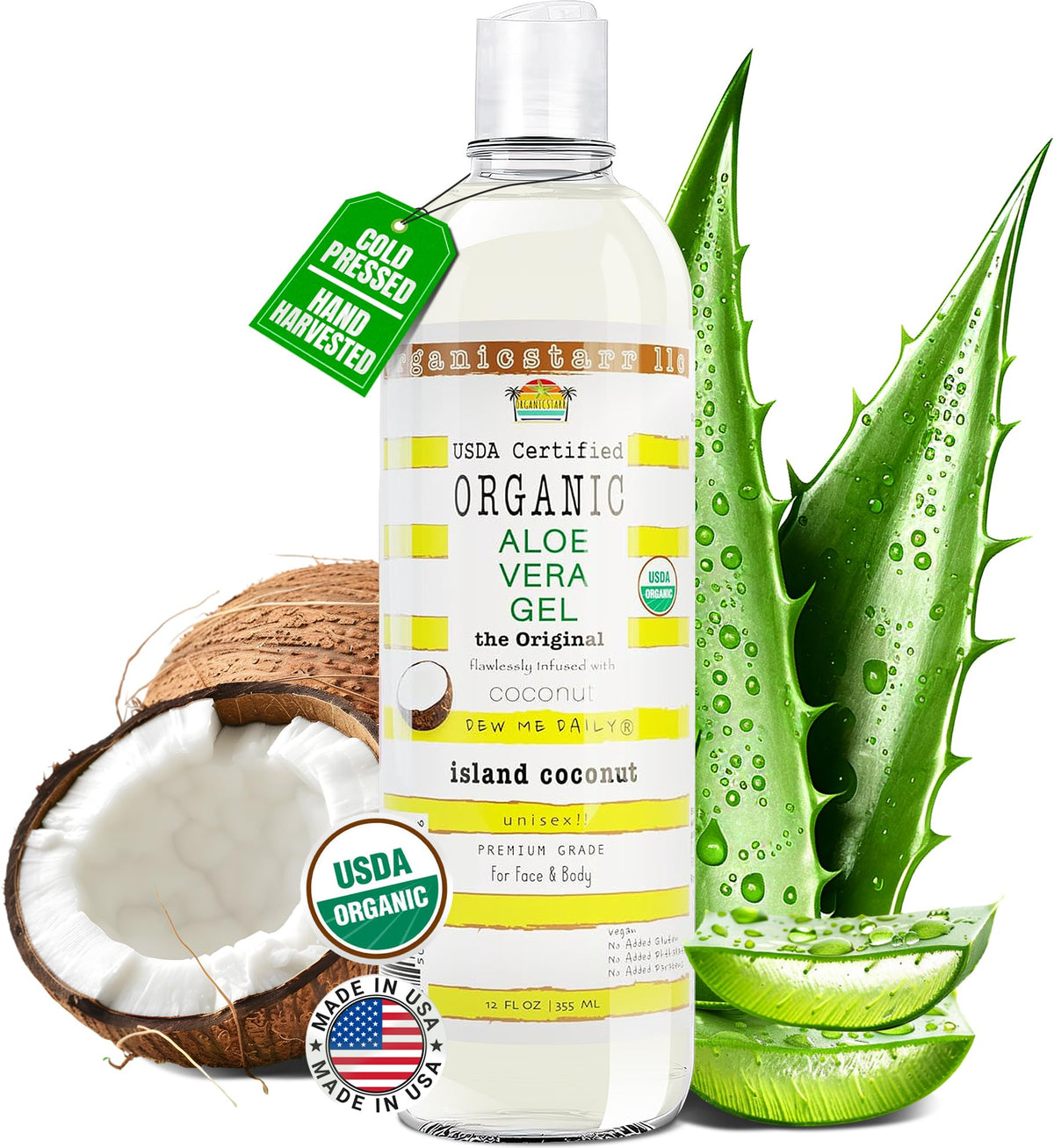 DEW ME DAILY Aloe Vera Gel 12 oz bottle for daily hydration
