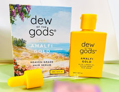 Dew Of The Gods Amalfi Gold Hair Serum bottle for nourishing frizz control