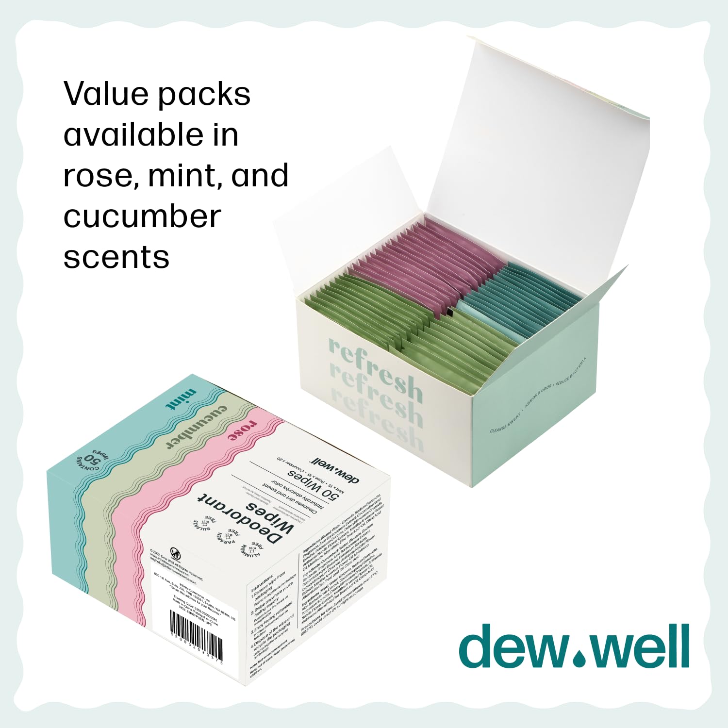 Dew Well natural ingredients support everyday freshness without harsh chemicals.