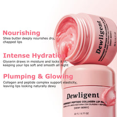 Dewligent lip mask with shea butter delivers rich moisture for dry, flaky lips.