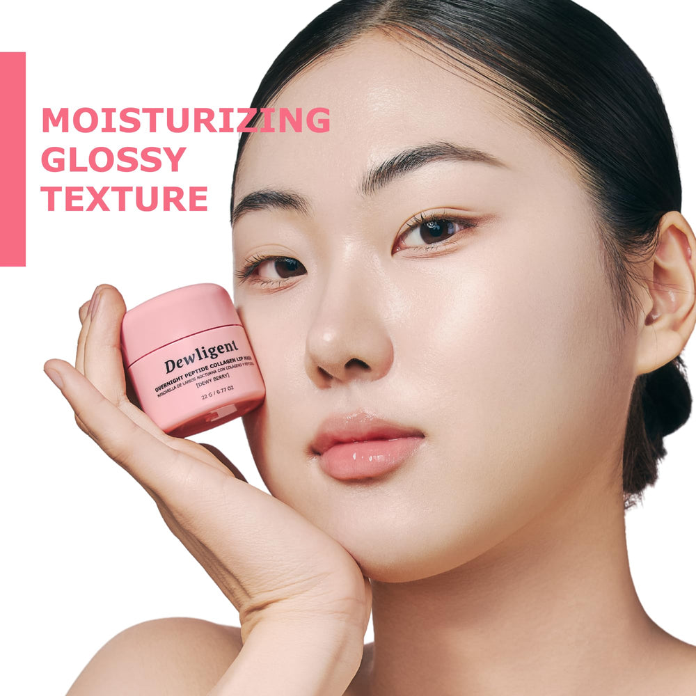 Dewligent peptide collagen lip treatment supports repair and a plumper-looking lip texture.